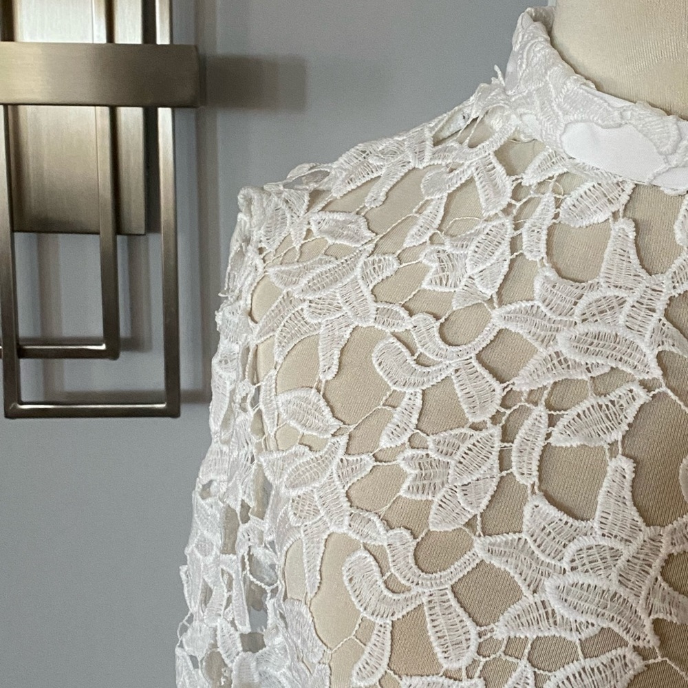 White Lace Eyelet Zimmerman Inspired High Low Top - Picture 2 of 5